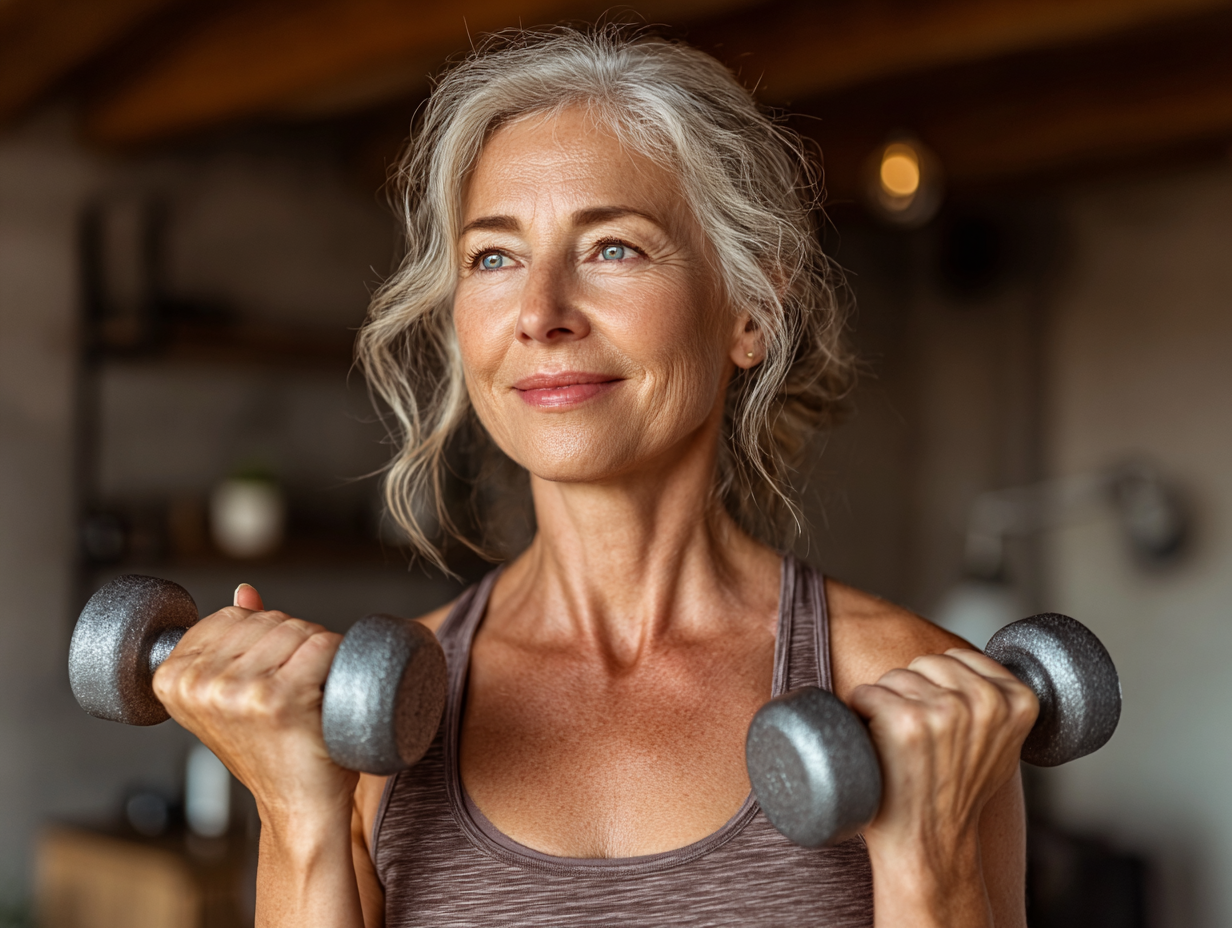 Літня жінка доглядає за садом, садить квіти та овочі